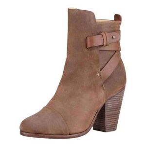 RAG & BONE Kinsey Waxed Leather Strappy Heeled Ankle Boot Size EUR36.5/US6.5